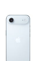 iPhone Air, face arrière, coloris bleu ciel, système caméra principale Fusion dans un plateau au sommet