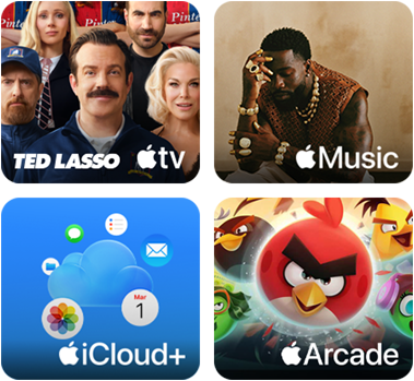 iPad, offre promotionnelle Apple One, achetez un nouvel iPad, profitez d’Apple One gratuitement pendant 3 mois qui regroupe les services suivants : Apple TV, Apple Music, iCloud+ et Apple Arcade