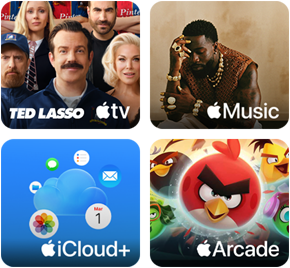 iPad, offre promotionnelle Apple One, achetez un nouvel iPad, profitez d’Apple One gratuitement pendant 3 mois qui regroupe les services suivants : Apple TV, Apple Music, iCloud+ et Apple Arcade