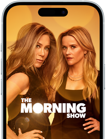 iPhone 15 avec Apple TV+ diffusant la série The Morning Show
